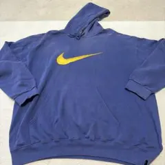 Nike ヴィンテージ 90年代 USA製 刺繍 ネイビー フードパーカー L