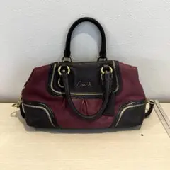 Coach バーガンディ ブラック ハンドバッグ