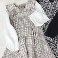 evelyn チェック柄 フリルワンピース ¥8,900