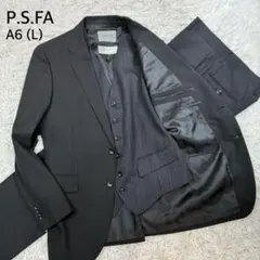 【美品】P.S.FA L 3P セットアップスーツ ブラック ストライプ A6