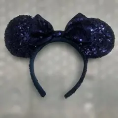 ミニーちゃん　ネイビー スパンコール　カチューシャ