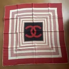 CHANEL シャネル　スカーフストライプ ロゴ スカーフ