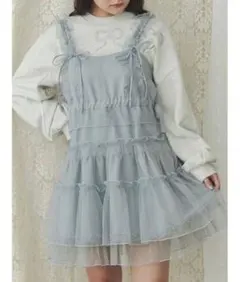 merry jenny チュールドロストミニキャミワンピース ブルー