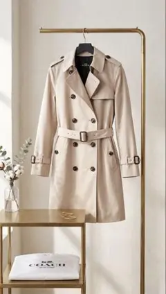COACHベージュ ダブルブレスト トレンチコート