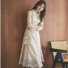 新品タグ付き tocco closet 立体フラワー襟付きレースワンピース　M