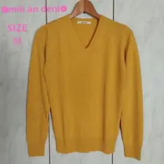 【美品】mili an deni　Vネックセーター　イエロー　М　シンプル