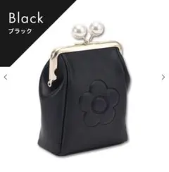 MARY QUANT ブラック フラワーがま口ポーチ