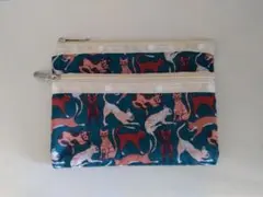 猫柄ポーチ ダブルファスナー