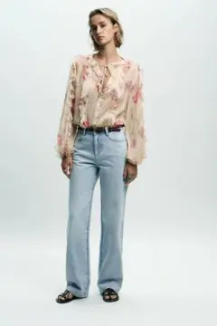 ZARA ザラ ライトブルー ストレートデニム ベルト付き XSのサムネイル
