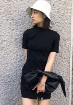 EMODA 半袖ミニニットワンピース ブラック
