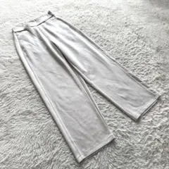 E3 ワイドパンツ　ライトベージュ　ウエストゴム　M なめらか　カジュアル