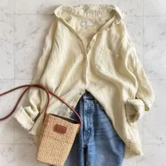 美品 23区 【洗える】シルクブレンド ブルーストライプ柄 オーバー 