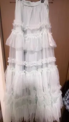 Lovilyn ティアードチュールスカート グリーン