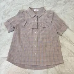 シ*ン様 【極美品】Bye Bye チェック柄 半袖シャツ フリルブラウスのサムネイル