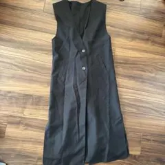 ブラック ベスト ウエストリボン付き