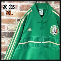 《人気》アディダス　adidas トラックジャケット　サッカーロゴ　XL 緑のサムネイル