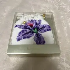 モ*コ様 アーンジョー Enjeau シェニール織 巾着ポーチ 花柄 紫 未使用のサムネイル