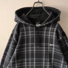 希少デザイン☆ナイキ 刺繍ロゴ チェック柄 パーカー L