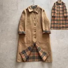 バーバリーズ　ダブルフェイス　ロングコート　ノバチェック　リバーシブル　キャメル