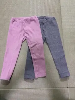 ユニクロ リブ素材　十分丈ズボン　100cm ２本セット