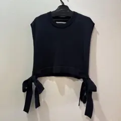 リボン付きネイビーニットベスト