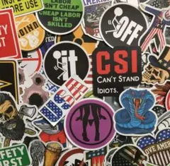 防水53枚ステッカー Warning/USA／OFF／アメリカンストリート