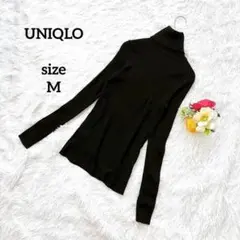UNIQLO ユニクロ ウール100% タートルネック 長袖ニット 黒 블랙