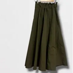 フレアスカート リバーシブル ロング丈 ギャザー ウエストゴム 上品 光沢感