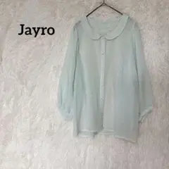 Jayro ドット柄 丸襟 シアー ブラウス ミントグリーン　トップスのサムネイル