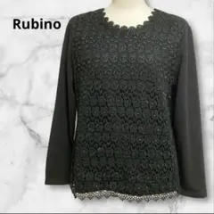 レディース 黒 長袖 レース 上品 シンプル Rubino ブラック Mサイズ