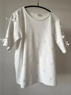 INGEBORG インゲボルグ　ホワイト ロゴ入り Tシャツ リボン付き