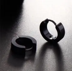 フープピアス ブラック 8mm メンズ レディース ピアス 黒 両耳用