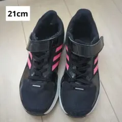 adidas 21cm キッズ スニーカー 黒/ピンク
