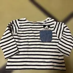 ミッキー刺繍付き　ボーダー　長袖カットソー