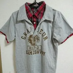 重ね着風 Tシャツ ダンガリー 140