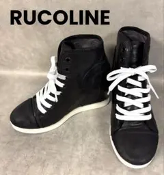 美品　ルコライン　22.5　スニーカー　レザー　ブラック　ハイカット　RUCO