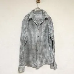 OLD NAVY 【M】スリムフィット チェックシャツ グレー ホワイト