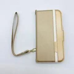 iPhone14ProMax 手帳型ケース ゴールド　高級PUレザー