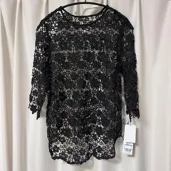 未使用品 ミズイロインド クロシェットネット刺繍ベスト（ブラック