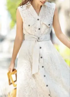 マイストラーダ/レースガウンワンピース　ジレ　38 アイボリー×ベージュ