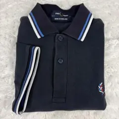 英国製　フレッドペリー　ポロシャツ　半袖　36 S 紺　青　白