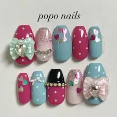 ディズニー　パルパルーザ イメージネイル　ハート リボン ピンク