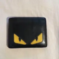 FENDI フェンディ モンスター バグズアイ 二つ折り財布 レザー 黒 赤