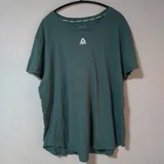 リーボック XXL ゆったり 無地 半袖 Tシャツ クルーネック 緑 綿 運動