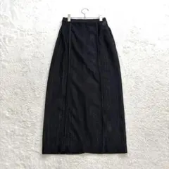 ✨ナノユニバース【S～M】黒 メッシュ風スカート ウエストゴム スリット 春夏