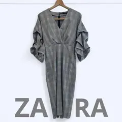 【値下げ】ZARA⭐︎ワンピース　チェック　グレー