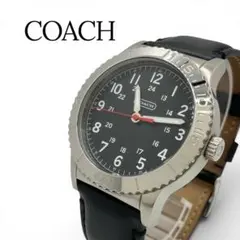 【美品】 COACH 腕時計 稼働品 クォーツ シルバー 黒文字盤　純正ベルトのサムネイル