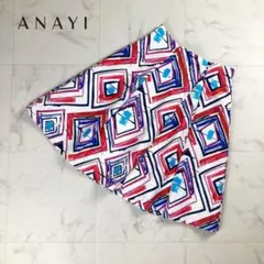 美品 ANAYI タックフレアスカート マルチカラー サイズ36*NC1360