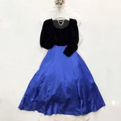 ローラアシュレイ*ヴィンテージ ロングワンピース ドレス ドッキング ベロア