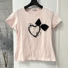 美品 ギャラリービスコンティ 半袖Tシャツ ビジュー ハート リボン ピンク 3のサムネイル